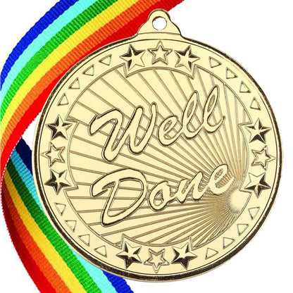 50mm Well Done Embossed Medal on a Ribbon