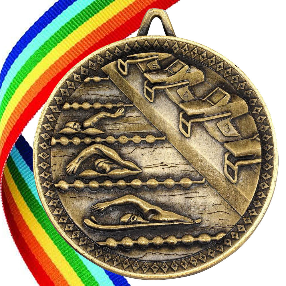 Swimming Antique 60mm Medal