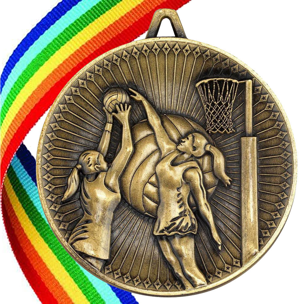 Netball Antique 60mm Medal