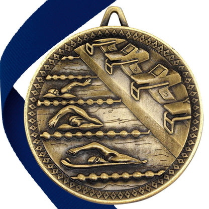 Swimming Antique 60mm Medal