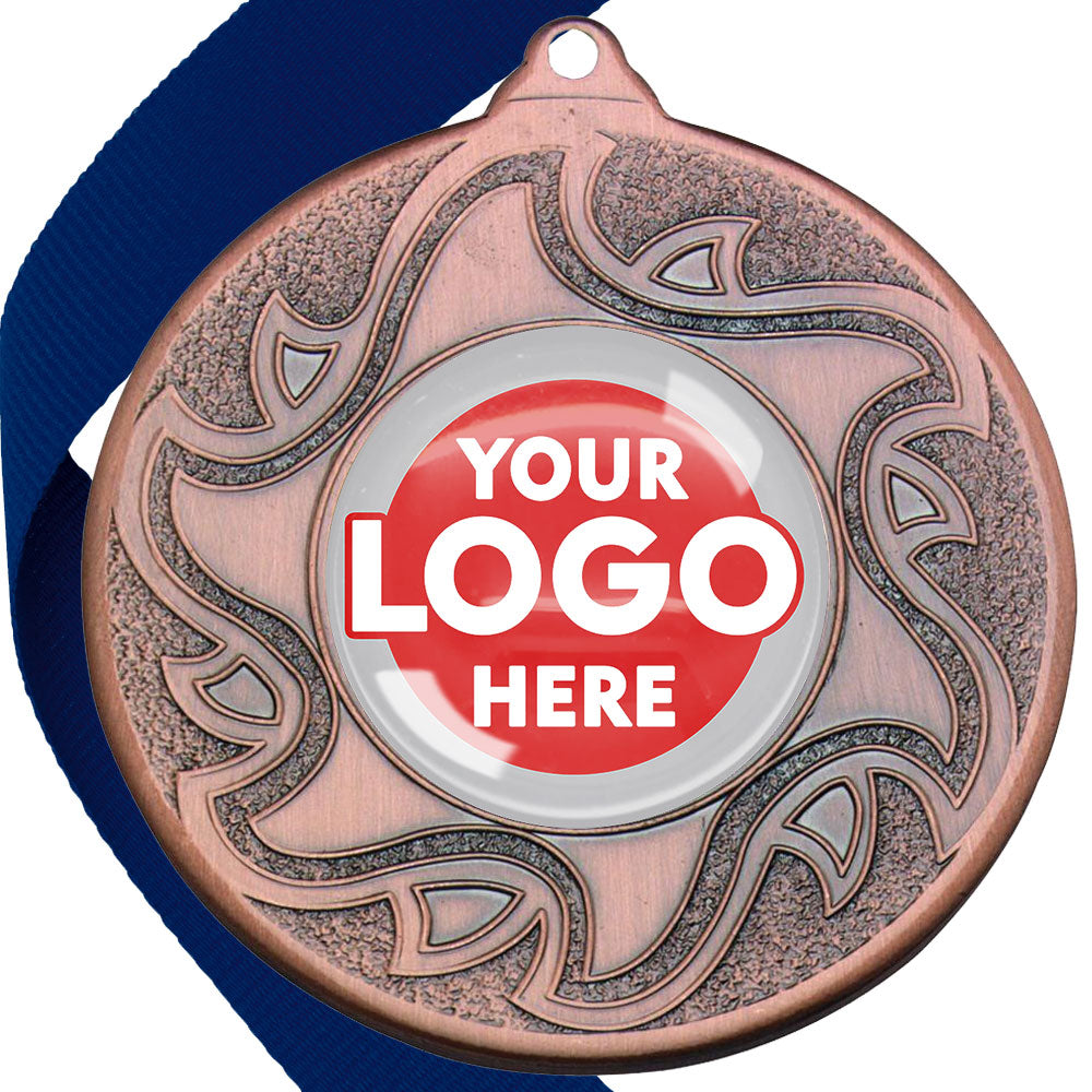 The Glossy Domed 50mm Sunshine Design Medals on Ribbons MINIMUM ORDER 100