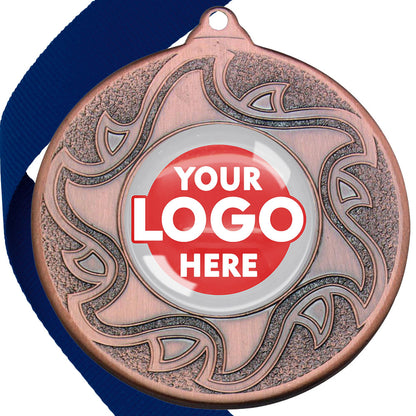 The Glossy Domed 50mm Sunshine Design Medals on Ribbons MINIMUM ORDER 100