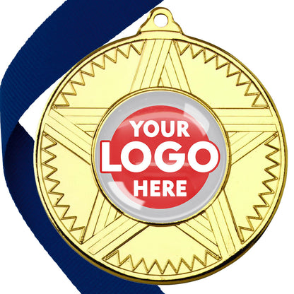 50mm Striped Star Design Medals on Ribbons