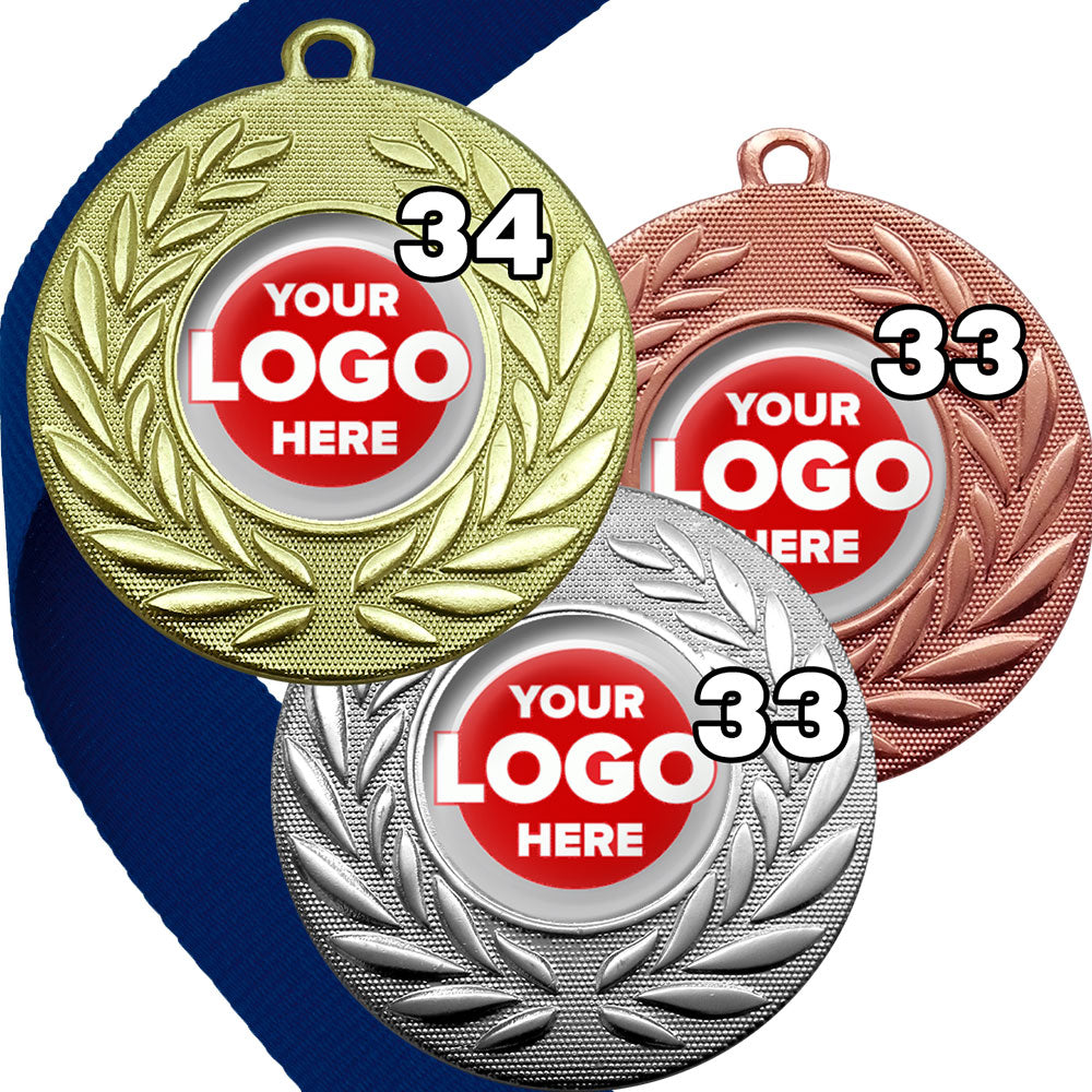 Classic Wreath Medals Domed - MINIMUM ORDER 100