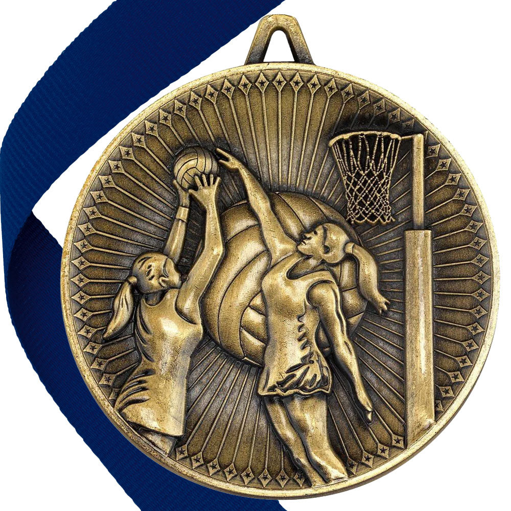 Netball Antique 60mm Medal