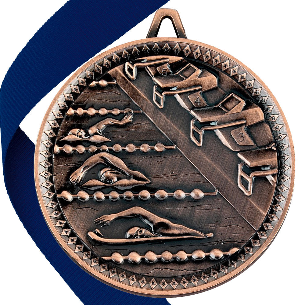 Swimming Antique 60mm Medal