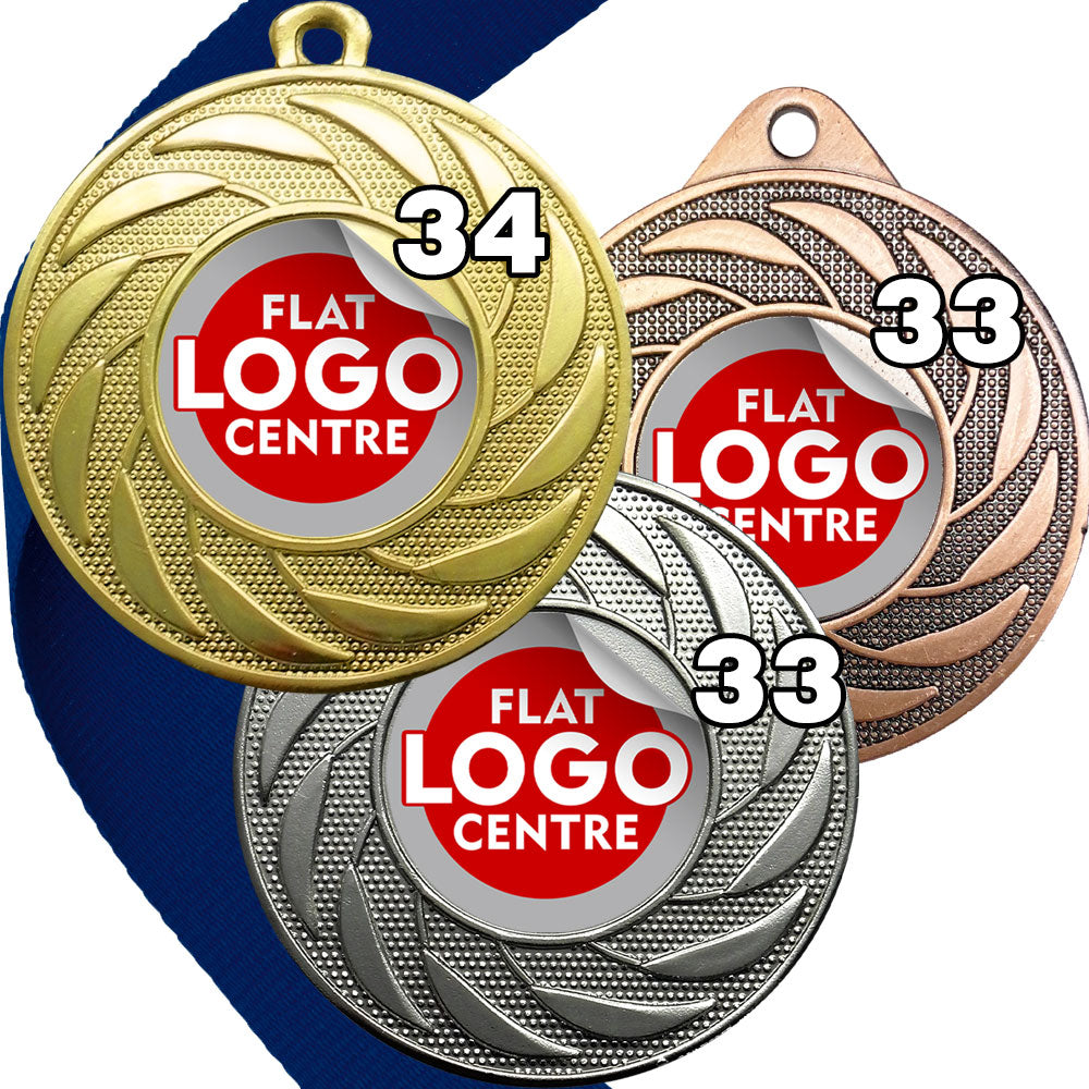 Spinner Design Medal flat centre - MINIMUM ORDER 100