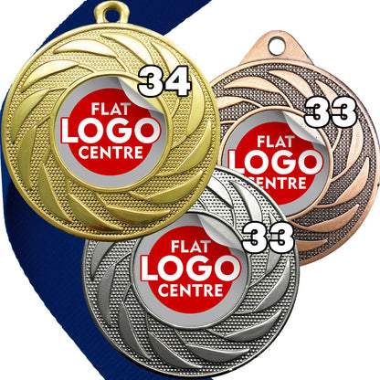 Spinner Design Medal flat centre - MINIMUM ORDER 100