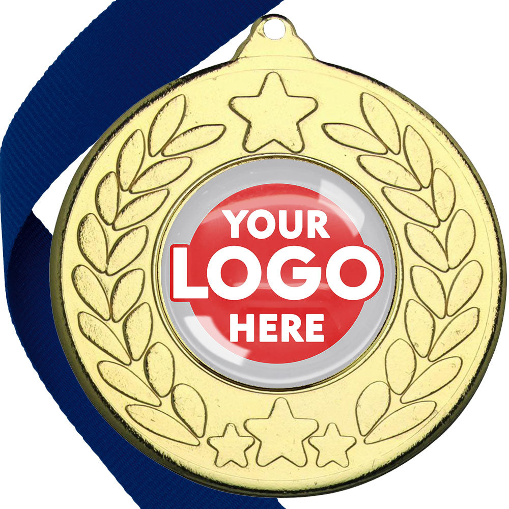The Glossy 50mm Classic Star Medal on a Ribbon MINIMUM ORDER 100