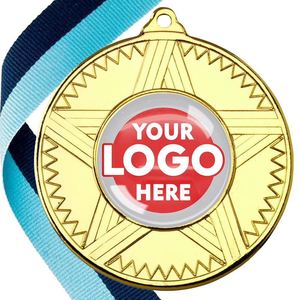 50mm Striped Star Design Medals on Ribbons