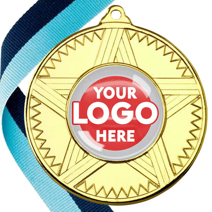 50mm Striped Star Design Medals on Ribbons