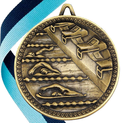 Swimming Antique 60mm Medal