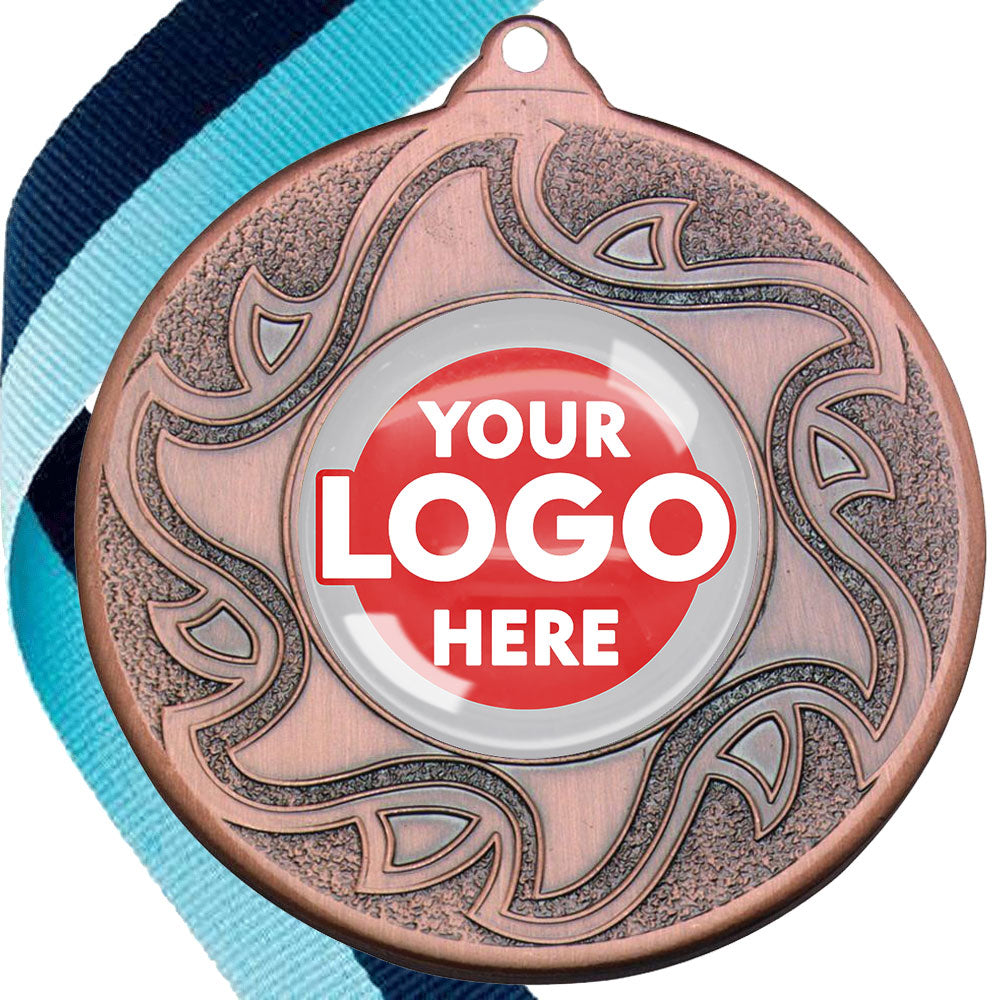 The Glossy Domed 50mm Sunshine Design Medals on Ribbons MINIMUM ORDER 100