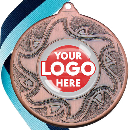 The Glossy Domed 50mm Sunshine Design Medals on Ribbons MINIMUM ORDER 100