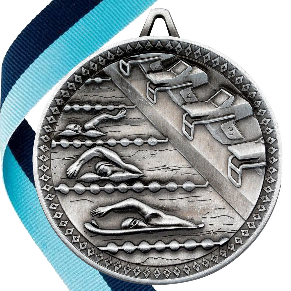 Swimming Antique 60mm Medal
