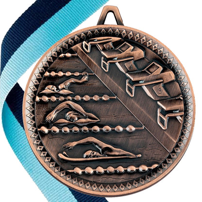 Swimming Antique 60mm Medal