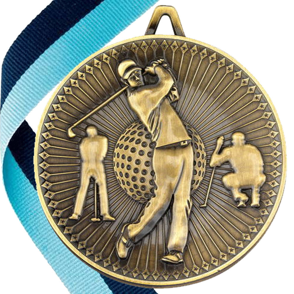 Golf Antique Style 60mm Medal