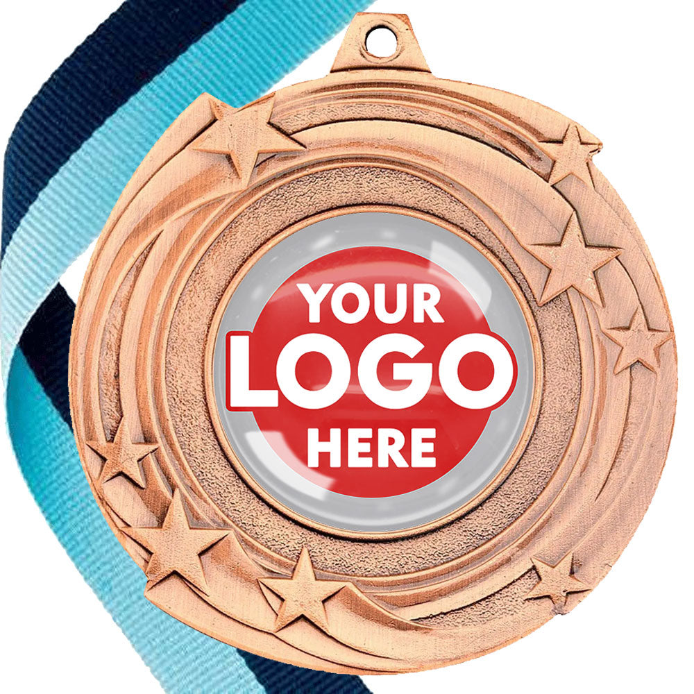 The Glossy Gel 50mm Orbital Medal on a Ribbon