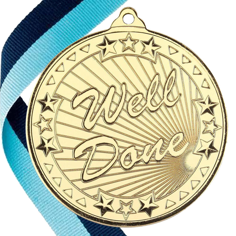 50mm Well Done Embossed Medal on a Ribbon