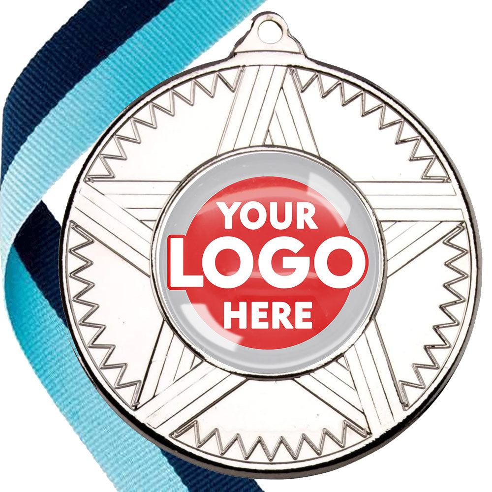 50mm Striped Star Design Medals on Ribbons