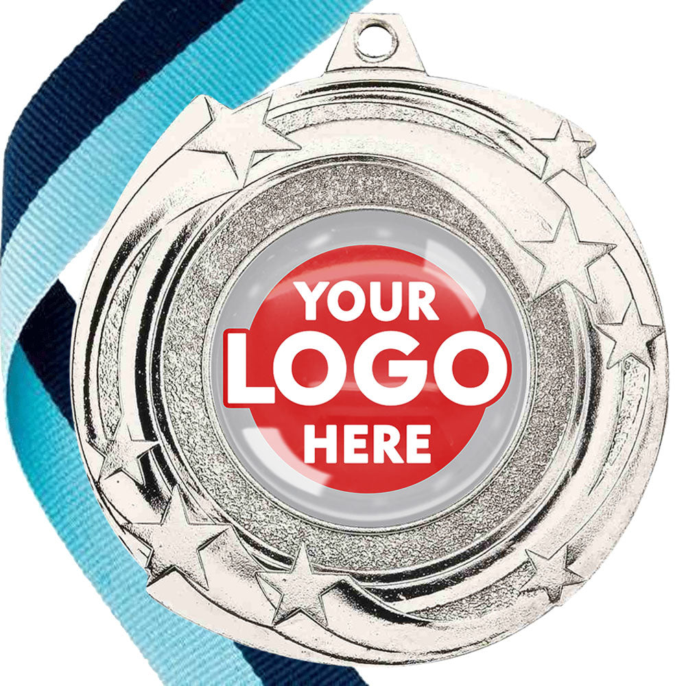 The Glossy Gel 50mm Orbital Medal on a Ribbon