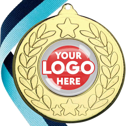 The Glossy 50mm Classic Star Medal on a Ribbon MINIMUM ORDER 100