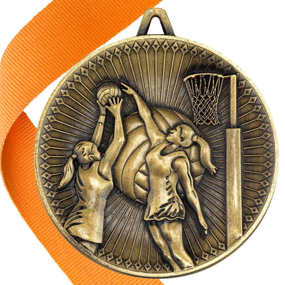 Netball Antique 60mm Medal