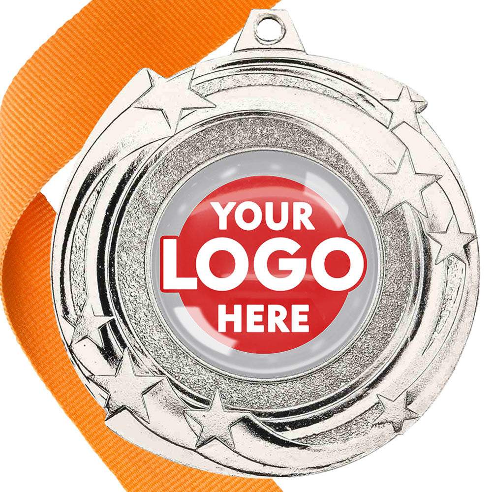 The Glossy Gel 50mm Orbital Medal on a Ribbon