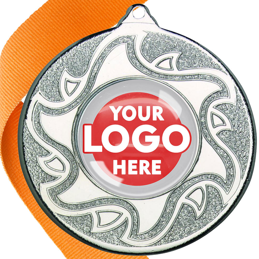 The Glossy Domed 50mm Sunshine Design Medals on Ribbons MINIMUM ORDER 100