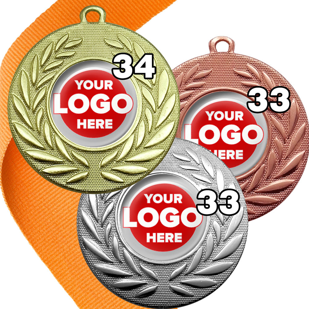 Classic Wreath Medals Domed - MINIMUM ORDER 100
