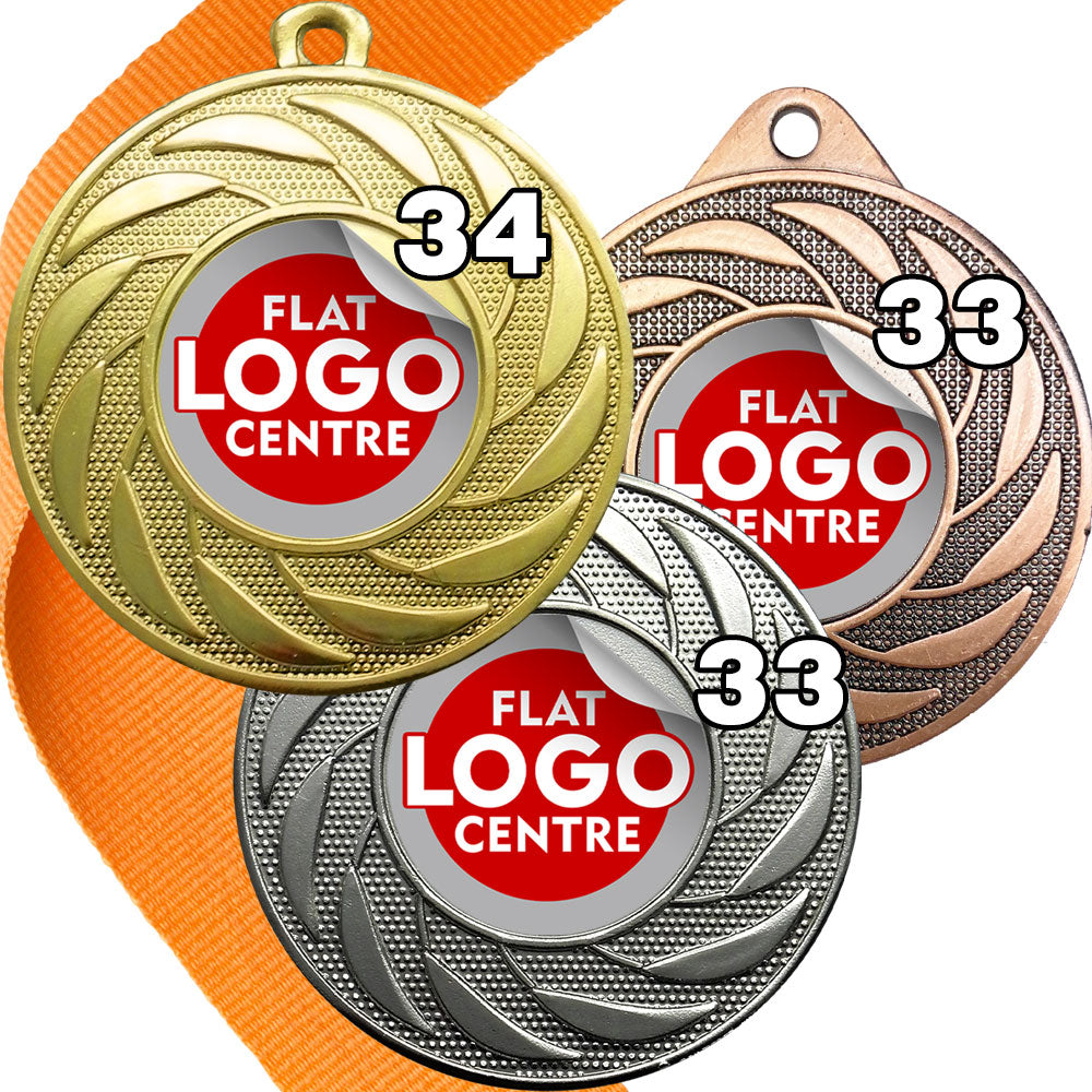 Spinner Design Medal flat centre - MINIMUM ORDER 100