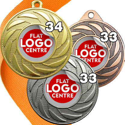 Spinner Design Medal flat centre - MINIMUM ORDER 100