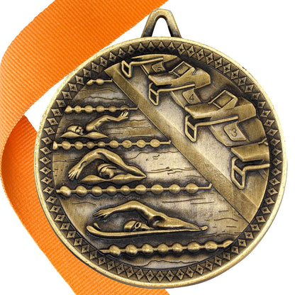 Swimming Antique 60mm Medal