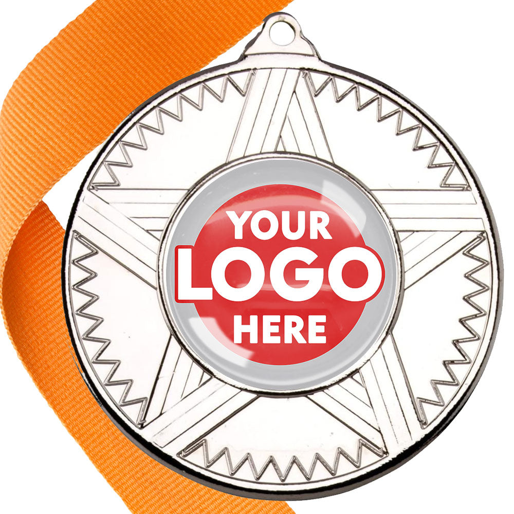 50mm Striped Star Design Medals on Ribbons