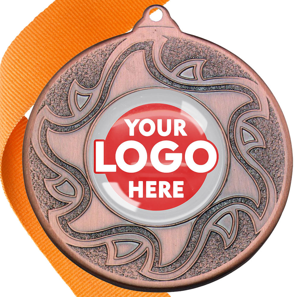 The Glossy Domed 50mm Sunshine Design Medals on Ribbons MINIMUM ORDER 100