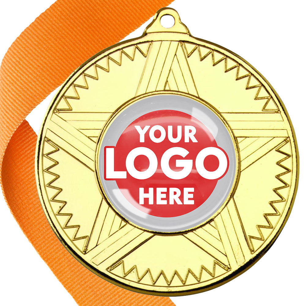 50mm Striped Star Design Medals on Ribbons