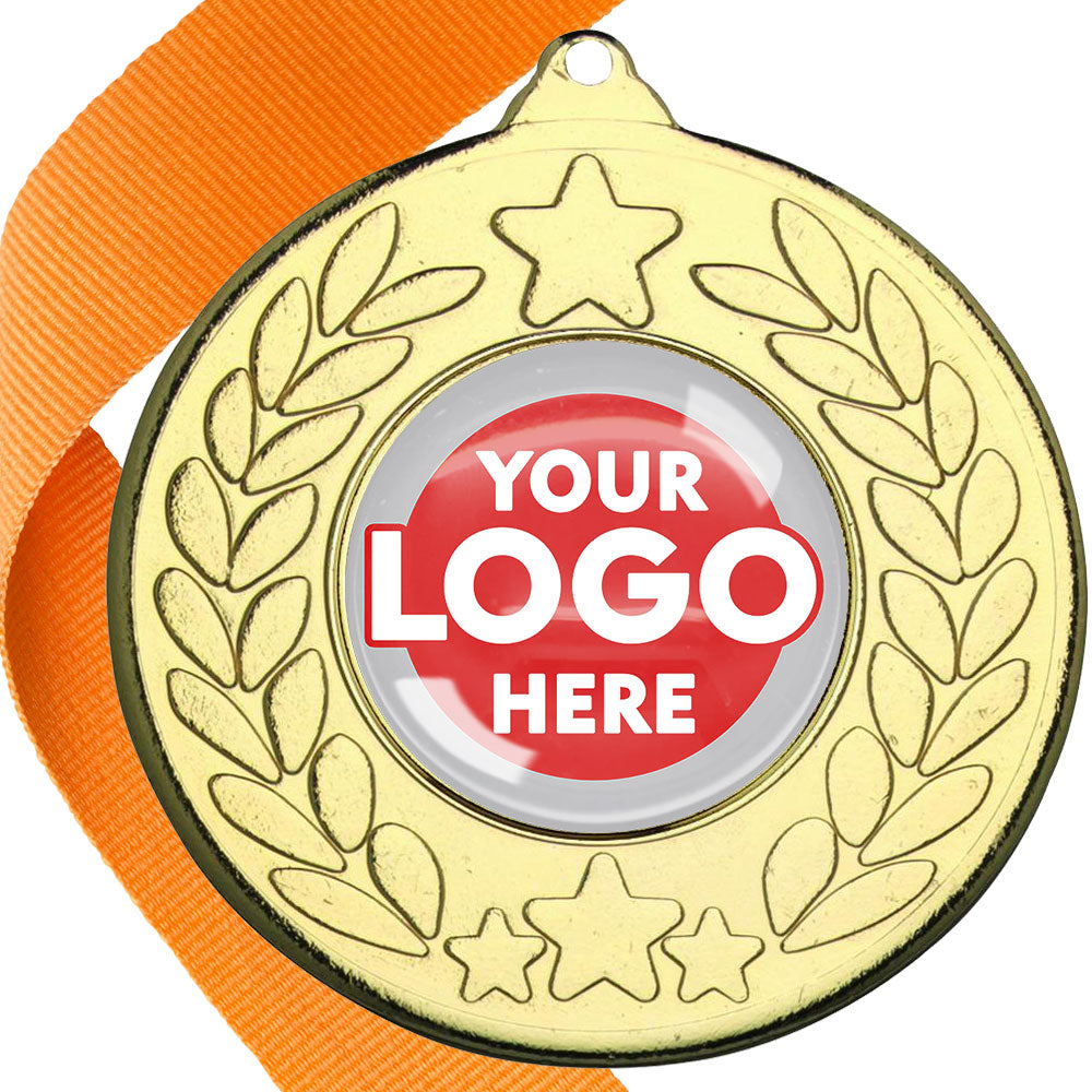 The Glossy 50mm Classic Star Medal on a Ribbon MINIMUM ORDER 100