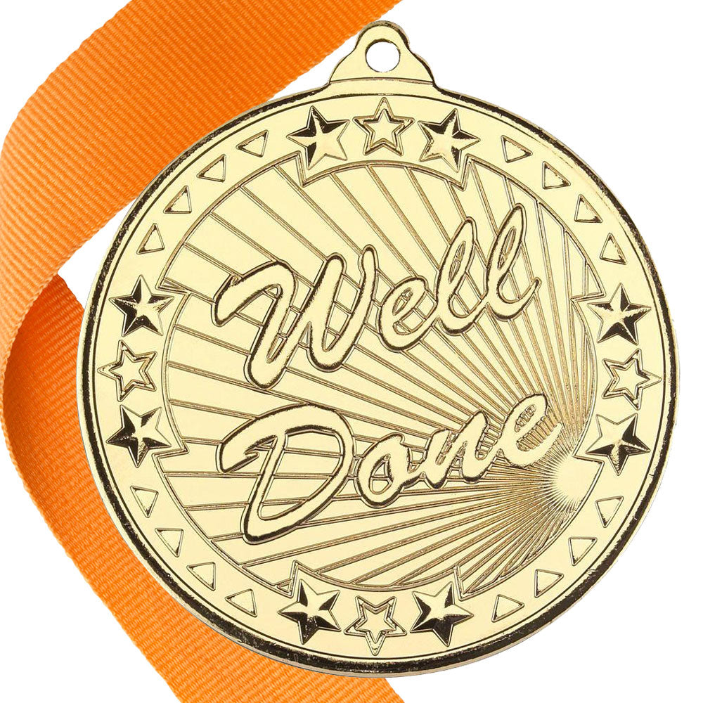 50mm Well Done Embossed Medal on a Ribbon