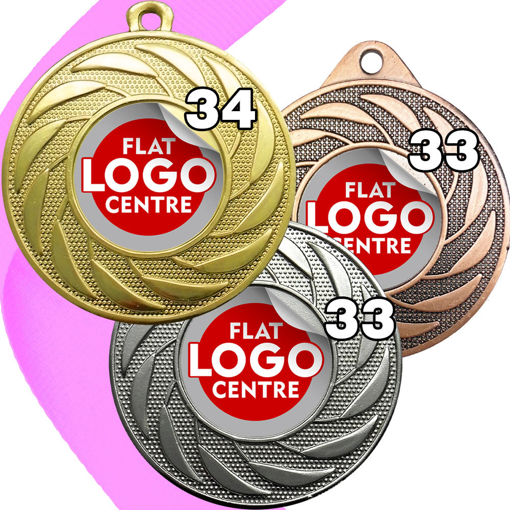 Spinner Design Medal flat centre - MINIMUM ORDER 100