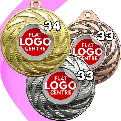 Spinner Design Medal flat centre - MINIMUM ORDER 100