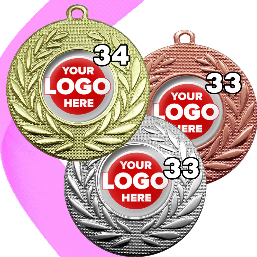 Classic Wreath Medals Domed - MINIMUM ORDER 100
