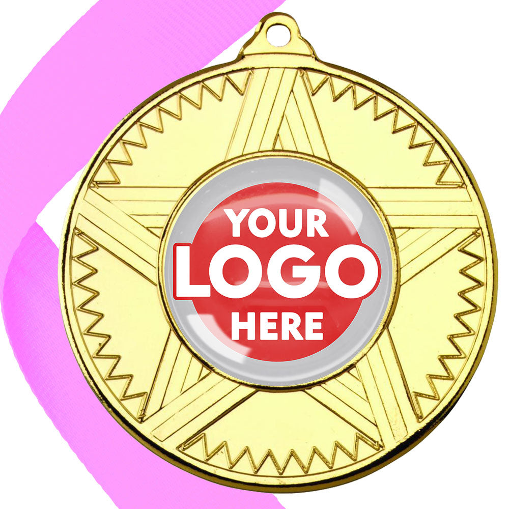 50mm Striped Star Design Medals on Ribbons