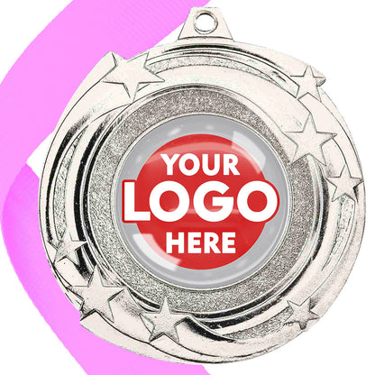 The Glossy Gel 50mm Orbital Medal on a Ribbon