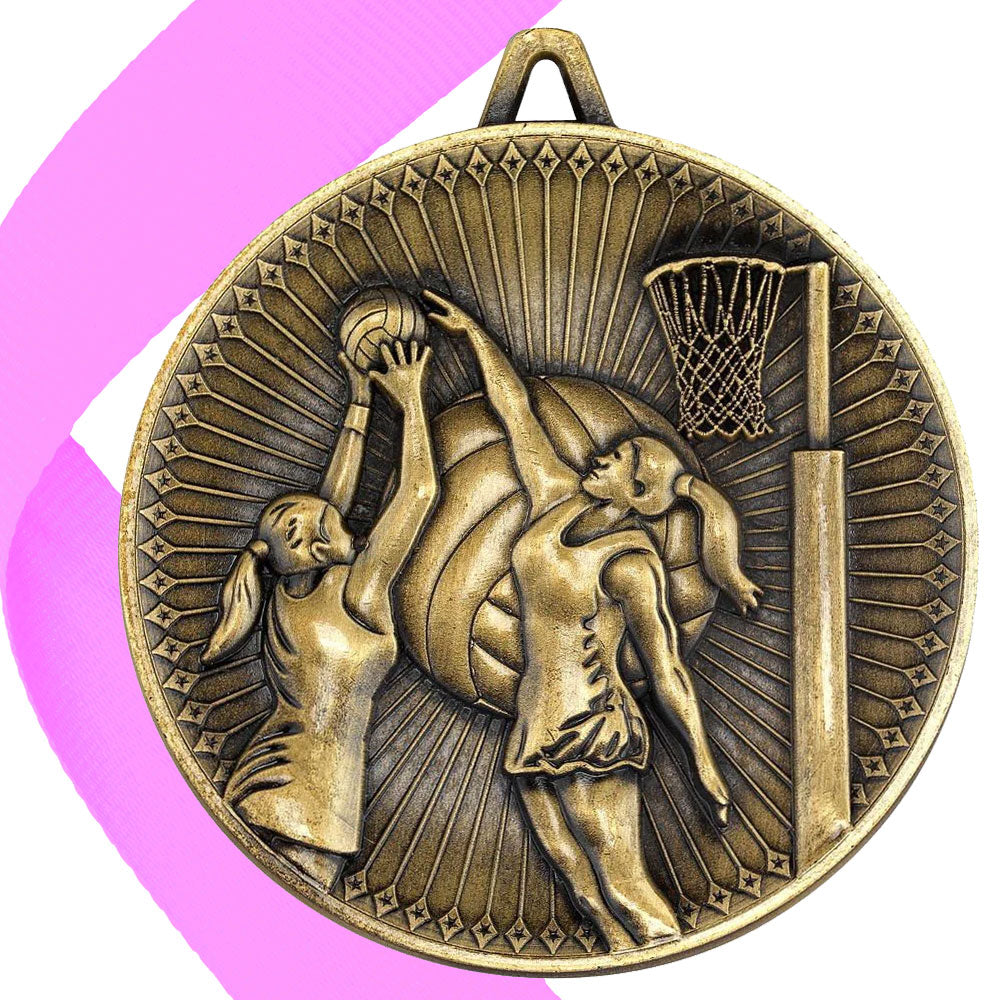 Netball Antique 60mm Medal