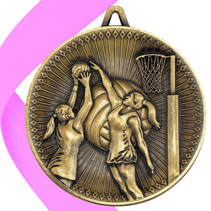 Netball Antique 60mm Medal