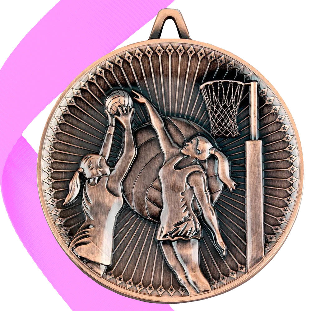 Netball Antique 60mm Medal