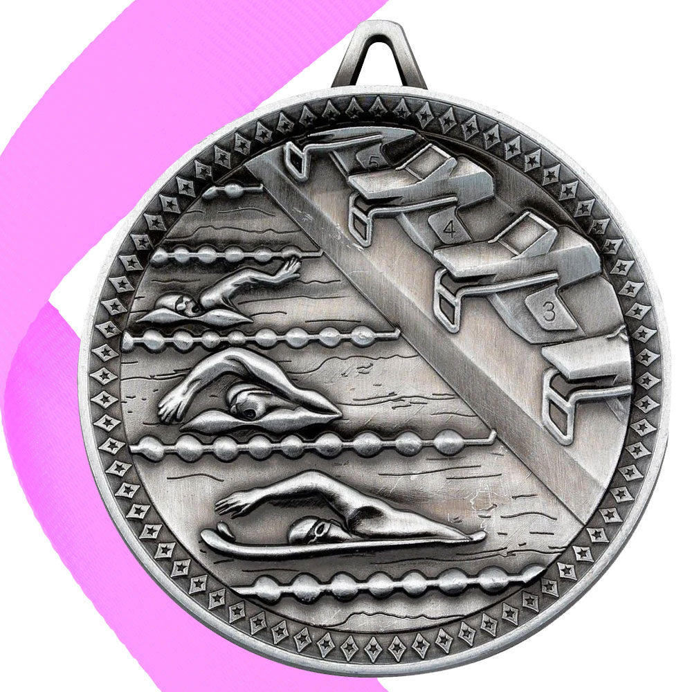Swimming Antique 60mm Medal