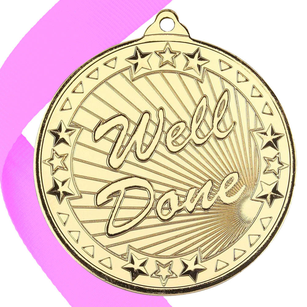 50mm Well Done Embossed Medal on a Ribbon