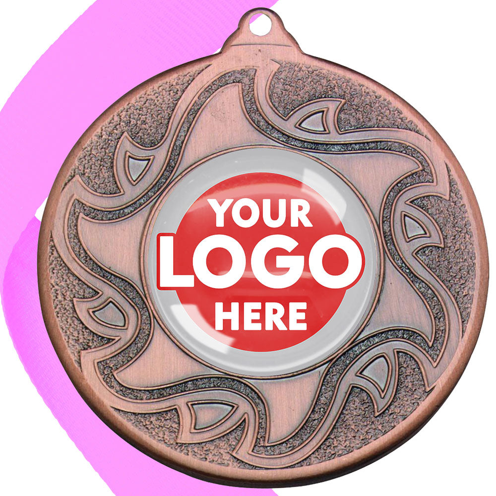 The Glossy Domed 50mm Sunshine Design Medals on Ribbons MINIMUM ORDER 100