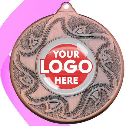The Glossy Domed 50mm Sunshine Design Medals on Ribbons MINIMUM ORDER 100